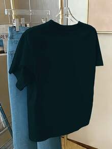 Camiseta Casual de Mujer, Camiseta con Estampado Chic de Cerezas - Estilo Y2K, Sofisticada, Regalo, Top Casual de Cuello Redondo - Transpirable, Ligera y Cómoda. - Negro - Ver 2
