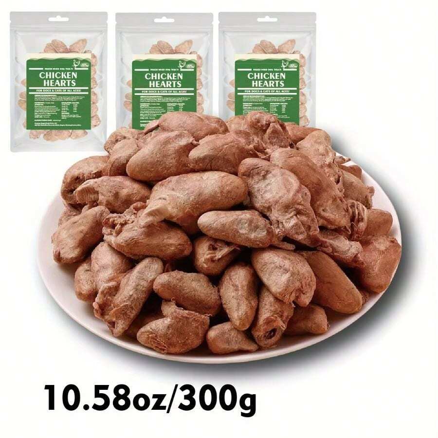 GOOGEER Freeze Dried Chicken Hearts For Cats & Dogs Treats, Single Ingredient - Perfect For Training, Topper Or Snack (Chicken Hearts), High In Protein, Grain-Free, Gluten-Free - 10.5盎司/300克 - 查看 1