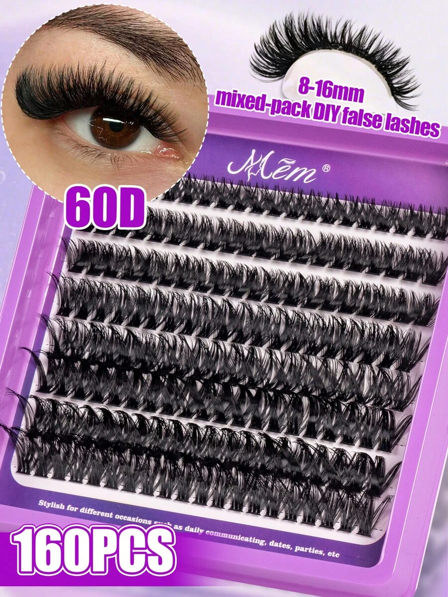 厚實蓬鬆 60D/80D 簇狀假睫毛，112/160片 C捲 9-18mm 細巧輕盈單簇睫毛，打造驚艷眼妝，適合日常休閒、居家、派對、音樂節、萬聖節與聖誕節