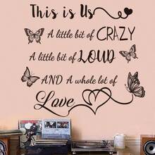 Calcomana de pared con texto en ingls This is us a Little Little of Crazy para pared, con cita, con texto en ingls This is us a Little bit of Crazy - negro - Ver 5