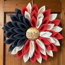 【日限定】7月4日美國國旗花環木製掛牌 紅白門掛飾 國家紀念日裝飾 14.56英吋星條旗花環 日門飾 木質掛牌風格 紅白藍星條旗 輕量易掛 適於庭院與室內 - 查看 4
