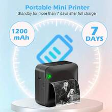 Mini Printer, Portable Thermal Sticker Maker, Includes 1 Roll Of Printing Paper, Compatible With IOS And Android, Suitable For Notes, Photos, DIY, Diaries, Etc. - 彩色 - 查看 4