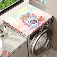 1pc, Home Decor, Laundry Theme Pattern Printed Washing Machine Dustproof Mat, Rubber Soft Bottom, Laundry Room Accessories, Washing Machine Top Protection Mat, Water-Absorbent Quick-Drying, Refrigerator Dustproof Cover Mat, Coffee Machine Countertop Water-Absorbent Mat, Diatomaceous Earth Drainage Mat, Modern Laundry Room And Kitchen Appliance Washing Machine And Dryer Dustproof Cover, Home Decor, Kitchen Dining Room Decor - Multicolor - View 13