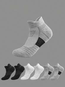1/3/6 đôi tất thể thao ngắn dày dành cho nam, thấm hút mồ hôi khi chơi tennis, cầu lông, chạy bộ, bóng rổ, mùa thu - Nhiều màu - Xem 2