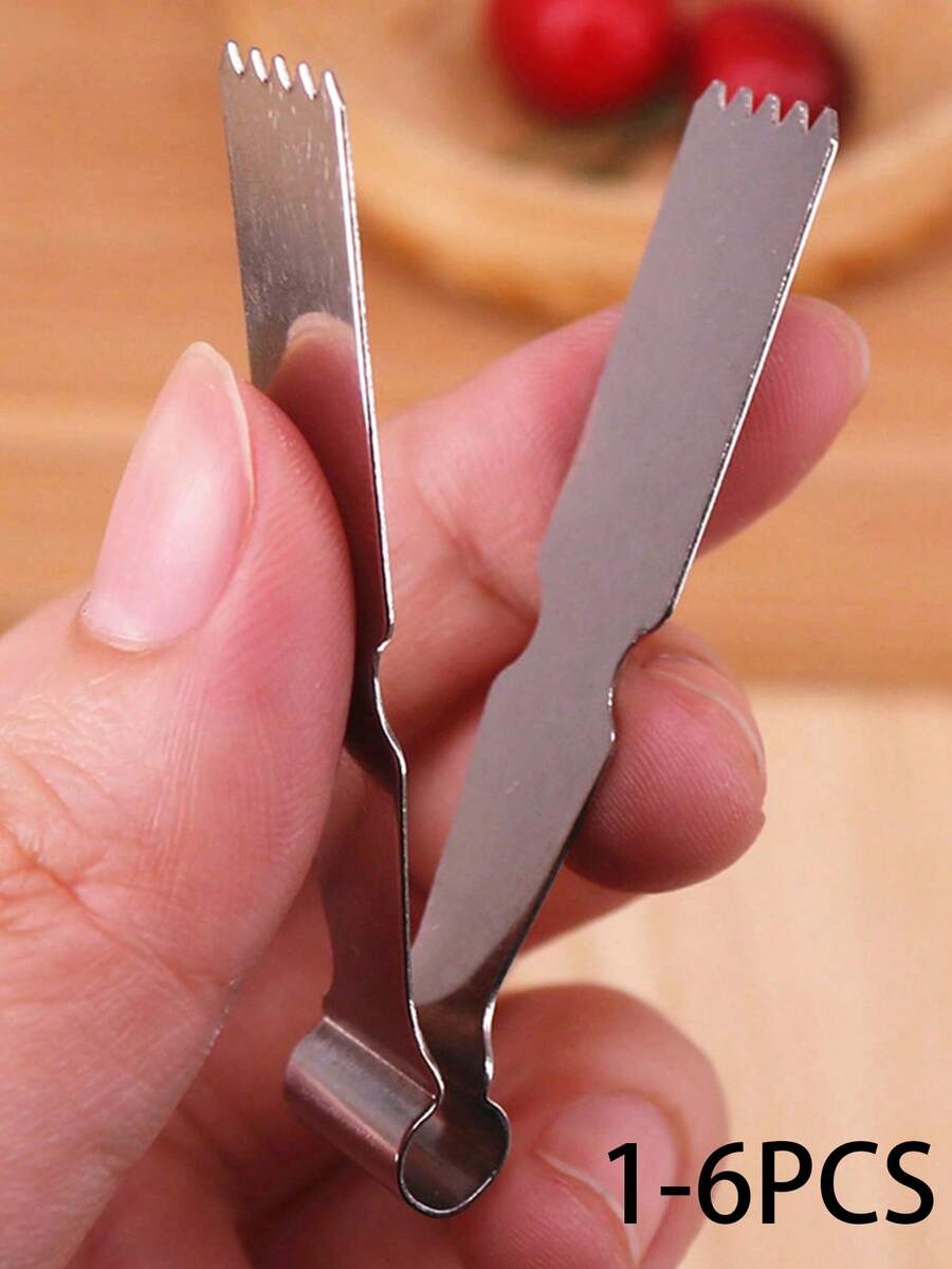 1/2/3/4/5/6件装不锈钢坚果夹、糕点夹、花生糖和面包模具、糕点制作夹、厨房烘焙工具夹，方便耐用，易于清洁，烘焙配件，厨房小工具 - 彩色 - 查看 1