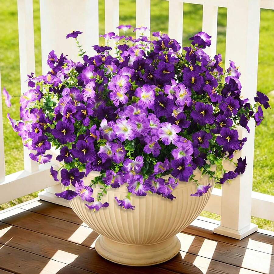 1pc Artificial Morning Glory, Outdoor Spring/Summer Decor, UV Resistant Purple Realistic Silk Floral Plant, Suitable For Outdoor Planters, Patio, Porch, Yard, Window Box - Light Purple - View 1