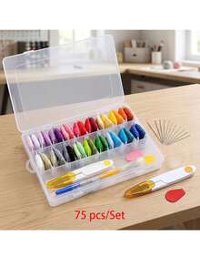 EDCUEBE7 Juego de Hilos para Bordar 4/75/174/489/Piezas, Juego de Hilos para Pulseras de la Amistad con Caja de Almacenamiento - Incluye 100 Piezas de Hilos para Pulseras de la Amistad, Juego de Punto de Cruz, Perfecto para Punto de Cruz, Pulseras de la Amistad, Manualidades con Cuerda - Multicolor - Ver 11