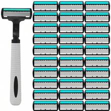 Maquinilla de afeitar manual de 6 capas con cuchillas reemplazables, interruptor de botón, lavable, afeitadora portátil de viaje, regalo ideal para hombres - Multicolor - Ver 13