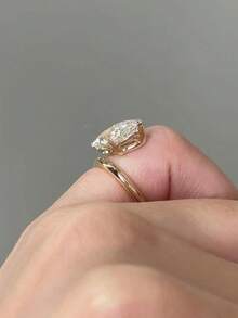 1件鍍銅14K金馬眼石戒指，奢華INS風螺旋戒圈設計，高端百搭通勤女款戒指，優質珠寶 - 金色 - 查看 6