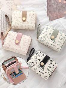 Women's Mini Wallet, Cute Cat Pattern, Small Zipper Coin Purse With Multiple Card Slots And Wrist Strap - Lightweight And Portable, Can Hold Cash, ID And Coins, Large Capacity Short Wallet, Fashionable And Adorable Faux Leather Coin Pouch, Suitable For Daily Use, Commuting, And An Ideal Gift For Friends And Family. - Multicolor - View 2