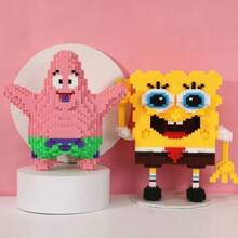 SpongeBob SquarePants 3800+片方形派翠克積木,卡通DIY小顆粒組裝雕像。鮮豔色彩與逼真設計,適合桌面裝飾,生日、返校和畢業季的理想禮物。(隨機款式) - 彩色 - 查看 5