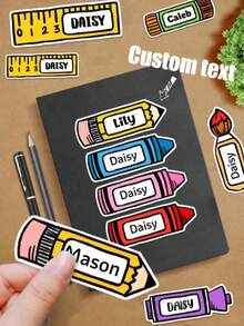 50/20/10/1 Set Customized Cartoon Stationery Set, Stickers, Book Labels, Customized Name Pencil And Crayon, Pencil Case - Multicolor - View 1