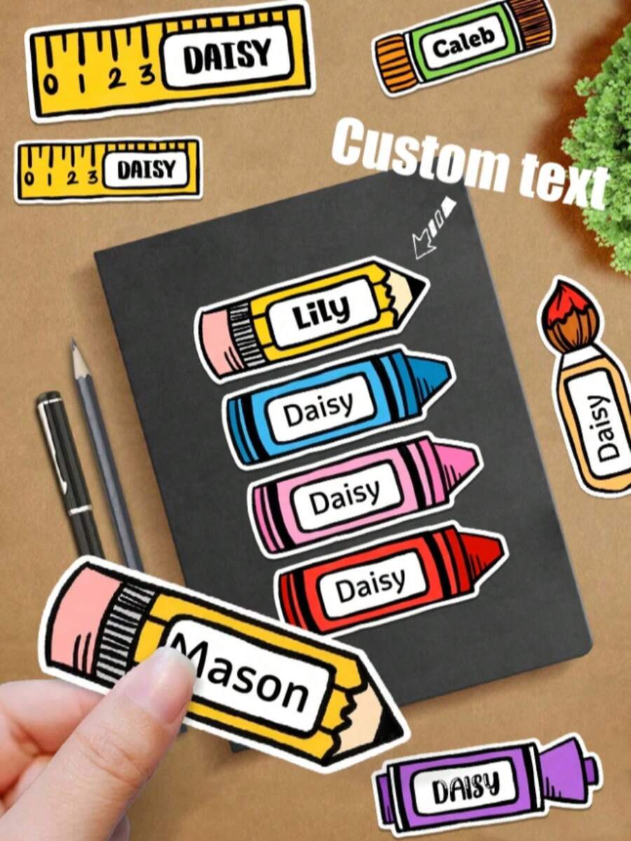 50/20/10/1 Set Customized Cartoon Stationery Set, Stickers, Book Labels, Customized Name Pencil And Crayon, Pencil Case - Multicolor - View 1