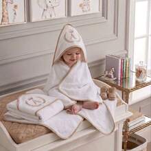 Set Of 2 Personalized Baby Initial/Name Hooded Bath Towels With Embroidery, 100% Cotton, High Absorption, Pink - 淺粉色 - 查看 8