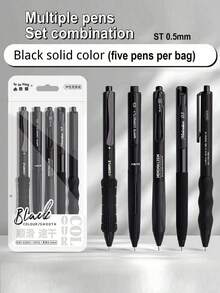 Bộ 5/10 bút bi rút thời trang, đầu bút mảnh 0.5mm, mực đen, khô nhanh và không lem, viết trơn tru, tiện dụng và phong cách, thích hợp để viết, vẽ, ghi chú, viết nhật ký, quà tặng lý tưởng cho kỳ thi, văn phòng, tựu trường. - màu đen - Xem 12