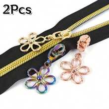 1Pc/2/4Pcs Hollow Flower Shaped Metal Zipper Pulls, Multi-Color Options, Universal Zipper Accessories, Replacement Zipper Pulls For Bags And Clothing - Multicolor - View 2