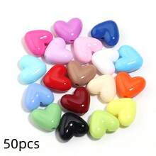 50pcs 3D Acrylic Candy Color Heart Beads, Shiny Colorful Heart-Shaped Beads For DIY Jewelry Making, Necklace, Earrings, Bracelet, Keychain Decorative Accessories - Heart-shaped - View 10