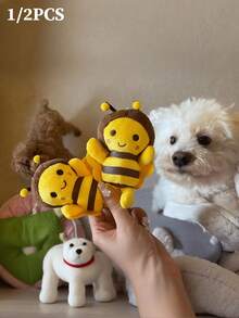 2/1 Paquete Juguete para la Dentición de Cachorros - Diseño de Abeja Lindo, Adecuado para Cachorros en Dentición y Perros Pequeños, Limpia los Dientes, Alivia el Aburrimiento, Juego Interactivo - Multicolor - Ver 2