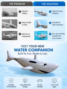 Inflatable Shark Ride, Inflatable Shark Water Ride, Inflatable Great White Shark Pool Float, PVC Inflatable Shark Surfboard Floating Raft, Suitable For Adult Family Entertainment, Outdoor Leisure, Summer Party, Beach, Lake, Water, Pool Floating, Fun Summer Water Entertainment, Suitable For Pool Party, Vacation, Summer. - Image - View 7