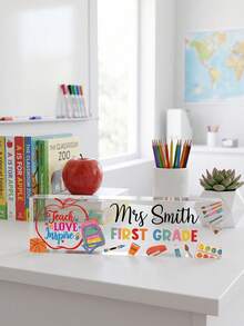 1pc Personalized Teacher Acrylic Desk Name Plate, Customized Teacher 1st Grade Classroom Decor, Teacher Appreciation Gift, School Office Sign, Teacher Desk Sign, Classroom Decor, Desk Sign, Teacher's Day Gift, Back To School Gift - Multicolor - View 4