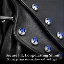 60pcs Rhinestone Rivets, 6mm Round Crystal Claw Studs Punk Spiked Decorative Rivets, Suitable For DIY Leather Craft Fabric Clothes Belt Bag Shoe Accessories, Silver/Blue - Dark Blue Brick DIY Multi-piece Set - View 5
