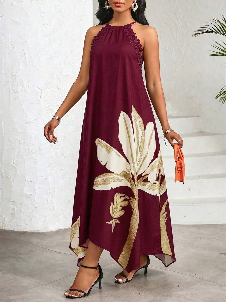 Lady Vestido de fiesta vestido de invitada de boda vestidos de mujer vestidos de verano para mujer vestido largo de tirantes de ocio para vacaciones - Burdeos 2 - Ver 1
