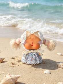 Cute Floral Lace Camisole Dress With Bow, DIY Doll Clothing Accessory, Suitable For Cry Baby Dolls - Baby Blue - View 1