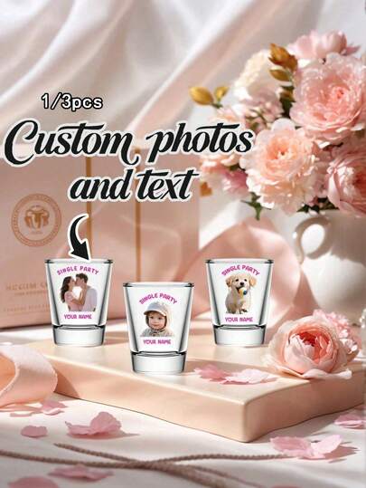 1 cái/3 cái Ly uống rượu shot hài hước cá nhân hóa, chất liệu thủy tinh 2oz, có thể tùy chỉnh ảnh và tên | Phù hợp cho đám cưới, quà tặng phù dâu, ngày lễ Valentine, trang trí đám cưới, tiệc sinh nhật, quà tặng sinh nhật 18 tuổi, quà tặng sinh nhật độc đáo, quà lưu niệm ảnh, quà tặng sinh nhật hài hước