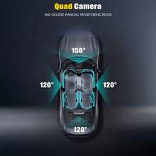 4-Channel Dash Cam, Front, Rear And Interior Monitoring, Dual Left And Right Cameras For Cars, With Night Vision, G-Sensor, WDR, Loop Recording, Motion Detection, Supports Wi-Fi Connection, Car Accessories, Battery Capacity: 150mAh - A - View 4