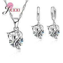 925 Sterling Silver Plating Necklace And Earring Set With Cubic Zirconia, Cross, Heart And Butterfly Design, Fashion Jewelry For Women. - 32401 - 查看 1