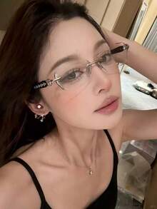 1 對中性時尚個性化嘻哈酷辣水鑽無框眼鏡 - 彩色 - 查看 2