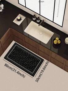 1 buah Keset Lembut Lumpur Diatom Garis Hitam & Putih Minimalis, Alas Hitam dengan Tekstur Halus Bergaris Silang dan Pinggiran Titik-titik Dua Lapis, Keset Lantai Anti Selip yang Menyerap untuk Dapur, Kamar Mandi, Lorong Masuk, Ruang Cuci, Kamar Tidur, Ruang Tamu, Karpet Kecil Dekoratif - MultiWarna - View 16