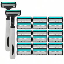 Maquinilla de afeitar manual de 6 capas con cuchillas reemplazables, interruptor de botón, lavable, afeitadora portátil de viaje, regalo ideal para hombres - Multicolor - Ver 12