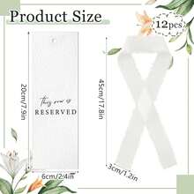 12pcs Wedding Reserved Seat Identification Paper Cards With Ribbons, Suitable For Wedding Ceremony Party Seating Arrangement Decor - View 9