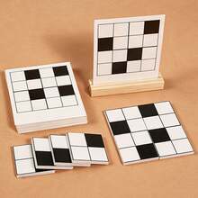 Kinder Holzpuzzle Spielzeug Muster-Matching Spiel, Schwarz-Weiß Mosaik Bauklötze Brettspiel mit Referenzkarte, Logik-Denken Training Tischspielzeug, 3+ Jahre alt Eltern-Kind Interaktives Spielzeug, geeignet für Jungen und Mädchen Reise Spielzeug Geschenk - Verschiedenfarbig - Übersicht 12