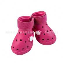 Cross-Border EVA Dog Outdoor Perforated Shoes, Summer Breathable, Waterproof, Non-Slip, Wear-Resistant Pet Boots, Soft-Soled Dog Shoes - Màu đen với dải ruy băng đỏ - Xem 9