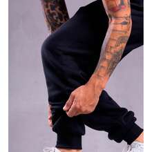 Fleece-Lined Jogger Pants, Skinny Slim Fit, For Weight Training, Winter, Gym, Fitness, With Pocket, Unisex, All Sizes: Winter, Autumn/Spring/Summer, Autumn/Spring/Summer - 黑色 - 查看 2