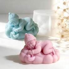 Molde de Silicona para Vela en Forma de Beb Durmiendo Cilindro y Molde de Resina - Moldes de Resina de Silicona para Decoracin del Hogar y Fabricacin de Velas, Molde Espiral de Onda - jh-flor-5528 - Ver 4