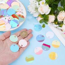 20g 58pcs Flat Round Loose Sequins 30mm Large Hole Sequin 3cm Bulk Embroidery Craft Sequin Colorful PVC Iridescent Applique For Garment Jewelry Making DIY Sewing Accessories, Aesthetic - 20 Grams - View 10
