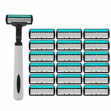 Maquinilla de afeitar manual de 6 capas con cuchillas reemplazables, interruptor de botón, lavable, afeitadora portátil de viaje, regalo ideal para hombres - Multicolor - Ver 11
