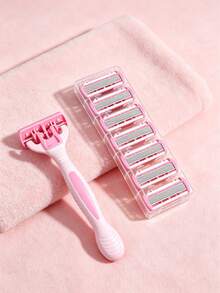 6-Layer Women's Shaving Razor, 6/12/18/24/36 Pcs Blades, Safety Razor For Women, Suitable For Intimate Areas, Armpits, Legs, Shaving Tool, Facial Care, Travel Essential - 2 Handles + 36 Blades - View 2