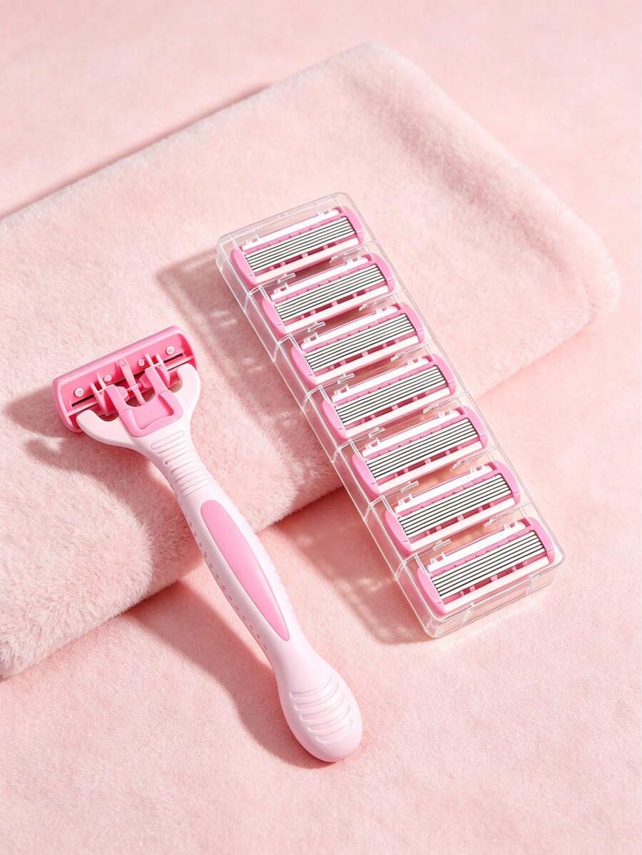 6-Layer Women's Shaving Razor, 6/12/18/24/36 Pcs Blades, Safety Razor For Women, Suitable For Intimate Areas, Armpits, Legs, Shaving Tool, Facial Care, Travel Essential