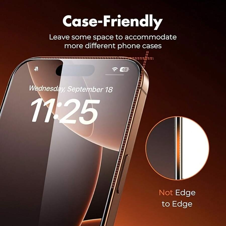 2pcs 9D Full Coverage Tempered Glass Screen Protector Compatible With IPhone 17 Pro Max/17 Pro/17/16 Pro Max/16 Pro/16 Plus/16/15 Pro Max/14 Pro Max/1 - 2pcs - View 1