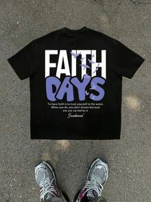 T-shirt unisexe Faith Days à motif oiseau double face, noir et blanc, col rond décontracté, haut à manches courtes style streetwear d'été. - Noir - Voir 3