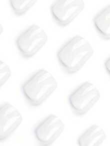 240pcs White And Pink Press On Nails Short Medium Square Wearable Fake Nails Tips Full Cover False Nails Finger Decoration Office Daily Wear False Nails DIY - 彩色 - 查看 5