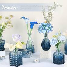 Glass Bud Vase Set Of 24, Small Amber Flower Vases For Centerpieces In Bulk, Mini Vintage Vase For Wedding Decor, And Home Table Décor - 24pcs-blue - View 2