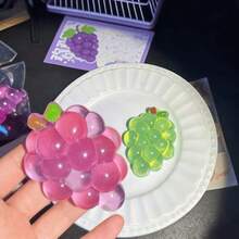 2pcs High Transparency Crystal Grape Soft Squeeze Toys, Transparent Crystal Grape Soft Stress Relief Office Desk Decor, Suitable For Teenagers - Multicolor - View 3