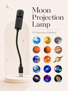 USB Planetarium Galaxy Projector Light, 15 Patterns Moon Earth Mars Saturn Starry Sky Projection Night Light, Breathing Atmosphere Lamp, Suitable For Bedroom Ceiling Home Theater Party Decoration - Black - View 3