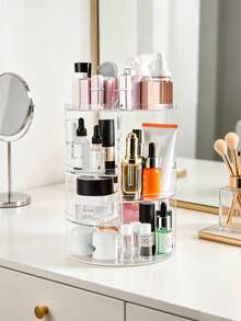 360 Degree Rotating Desktop Storage Rack, Acrylic Cosmetic Organizer Box Suitable For Lipstick, Skincare, Makeup Display Rack, Suitable For Vacation, Beach, Bathroom, Bedroom And More Scenes, Large Capacity - Storage Rack - View 4