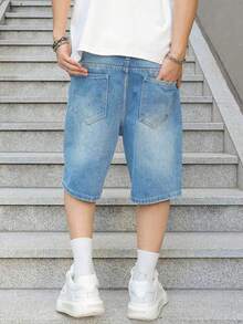 Pantaloncini di jeans casual alla moda neri per ragazzi adolescenti in stile europeo e americano - Blu - Visualizzare 2